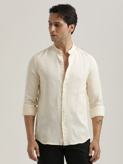 Self-Textured Cotton Shirt Cream