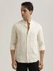 Self-Textured Cotton Shirt Cream
