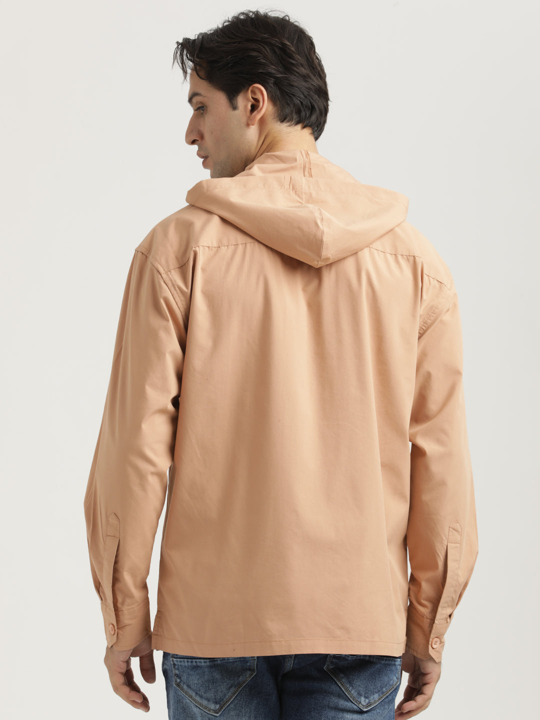 Double Pocket Drop Shoulder Shirt Peach