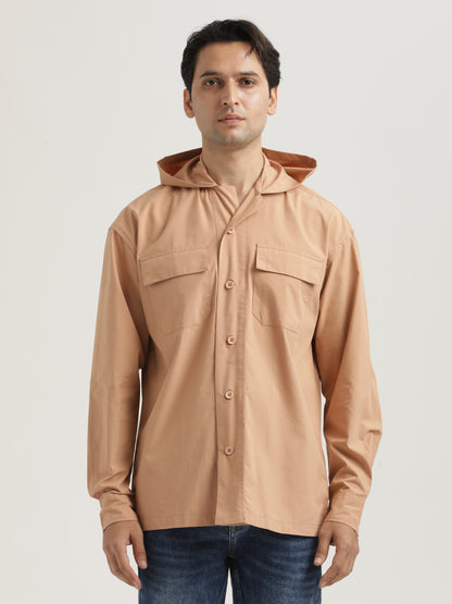 Double Pocket Drop Shoulder Shirt Peach