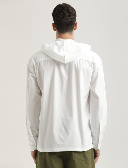Double Pocket Drop Shoulder Shirt White