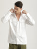 Double Pocket Drop Shoulder Shirt White