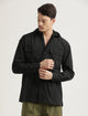 Double Pocket Drop Shoulder Shirt Black