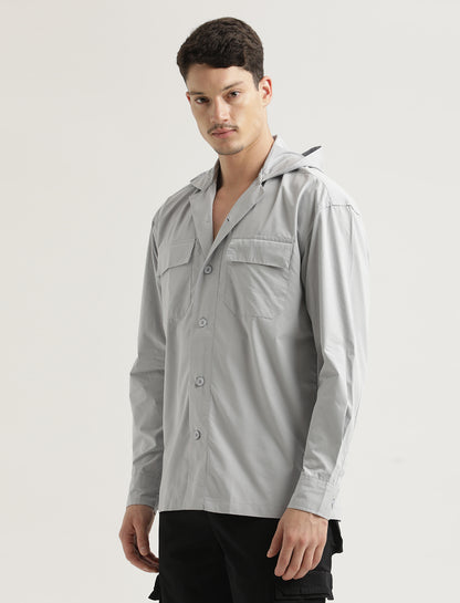 Double Pocket Drop Shoulder Shirt Lt Grey