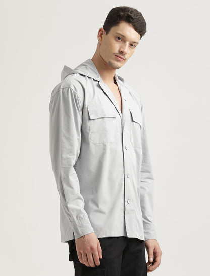 Double Pocket Drop Shoulder Shirt Lt Grey