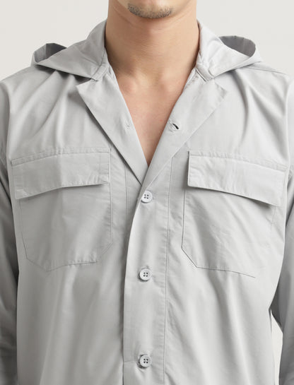 Double Pocket Drop Shoulder Shirt Lt Grey