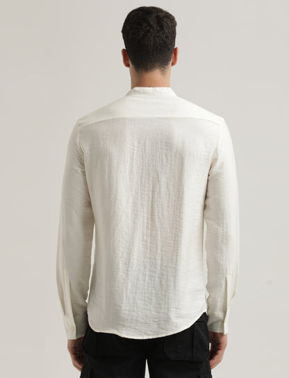 Mandarin Collar Nylon Shirt White