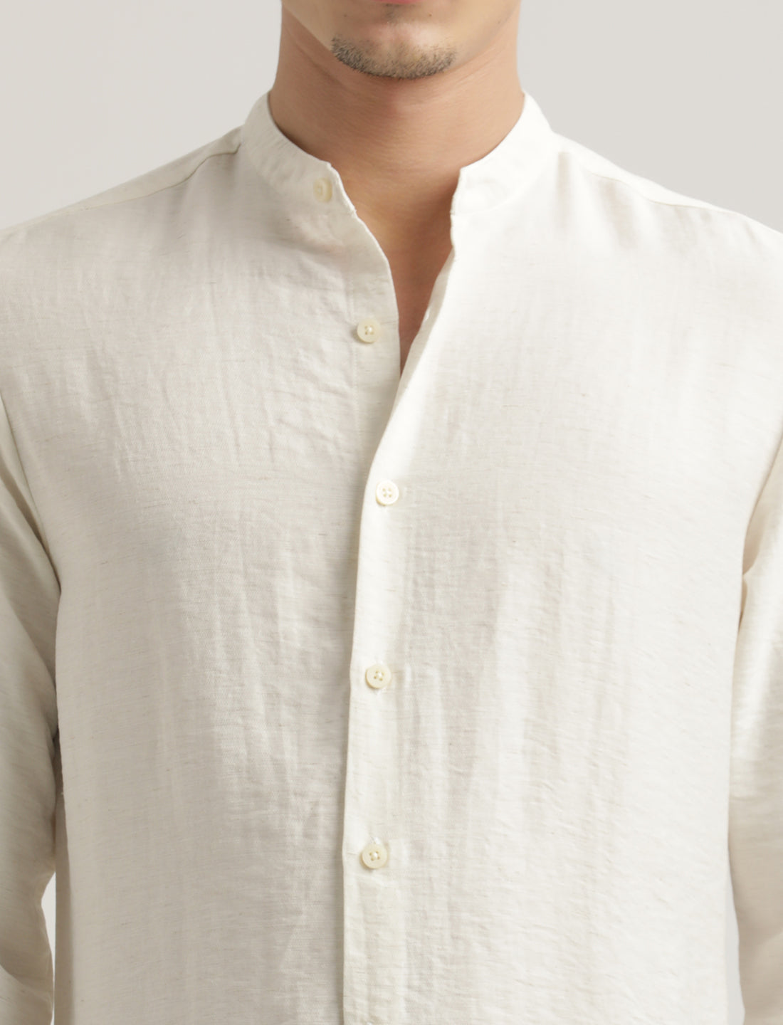 Mandarin Collar Nylon Shirt White