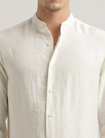Mandarin Collar Nylon Shirt White