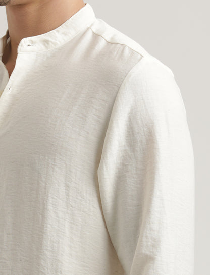 Mandarin Collar Nylon Shirt White