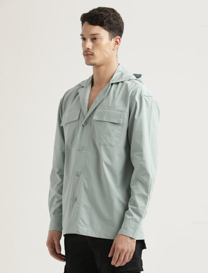 Double Pocket Drop Shoulder Shirt Lt Green