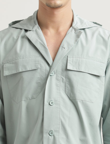 Double Pocket Drop Shoulder Shirt Lt Green