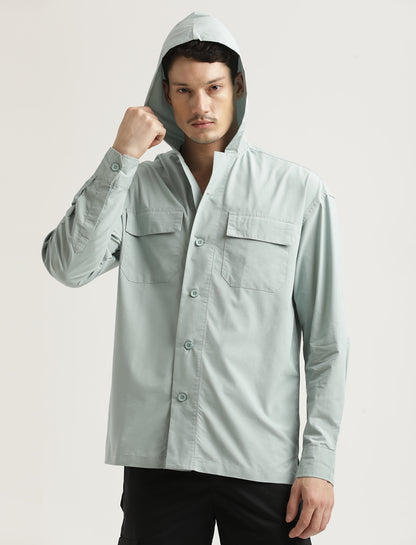 Double Pocket Drop Shoulder Shirt Lt Green