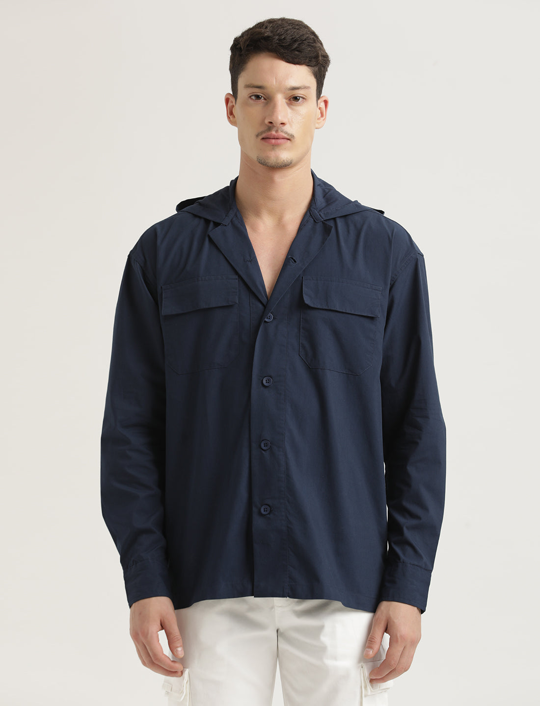 Double Pocket Drop Shoulder Shirt Navy