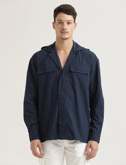 Double Pocket Drop Shoulder Shirt Navy