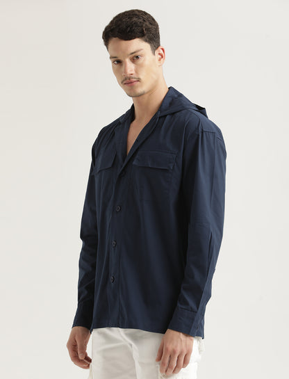 Double Pocket Drop Shoulder Shirt Navy