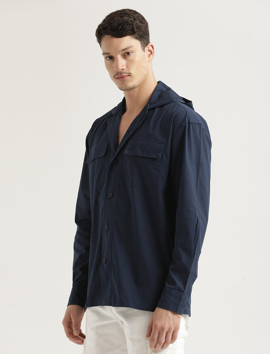 Double Pocket Drop Shoulder Shirt Navy