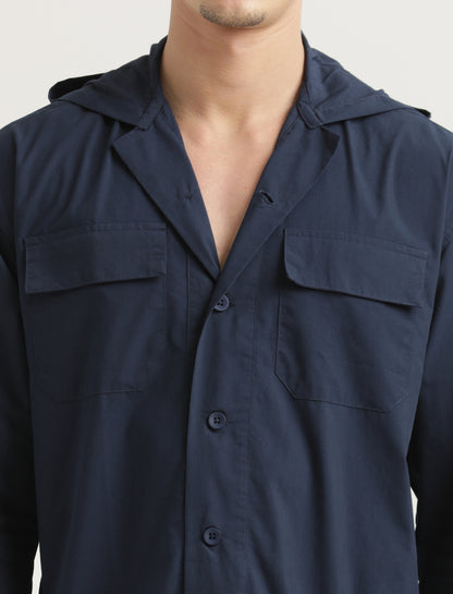 Double Pocket Drop Shoulder Shirt Navy
