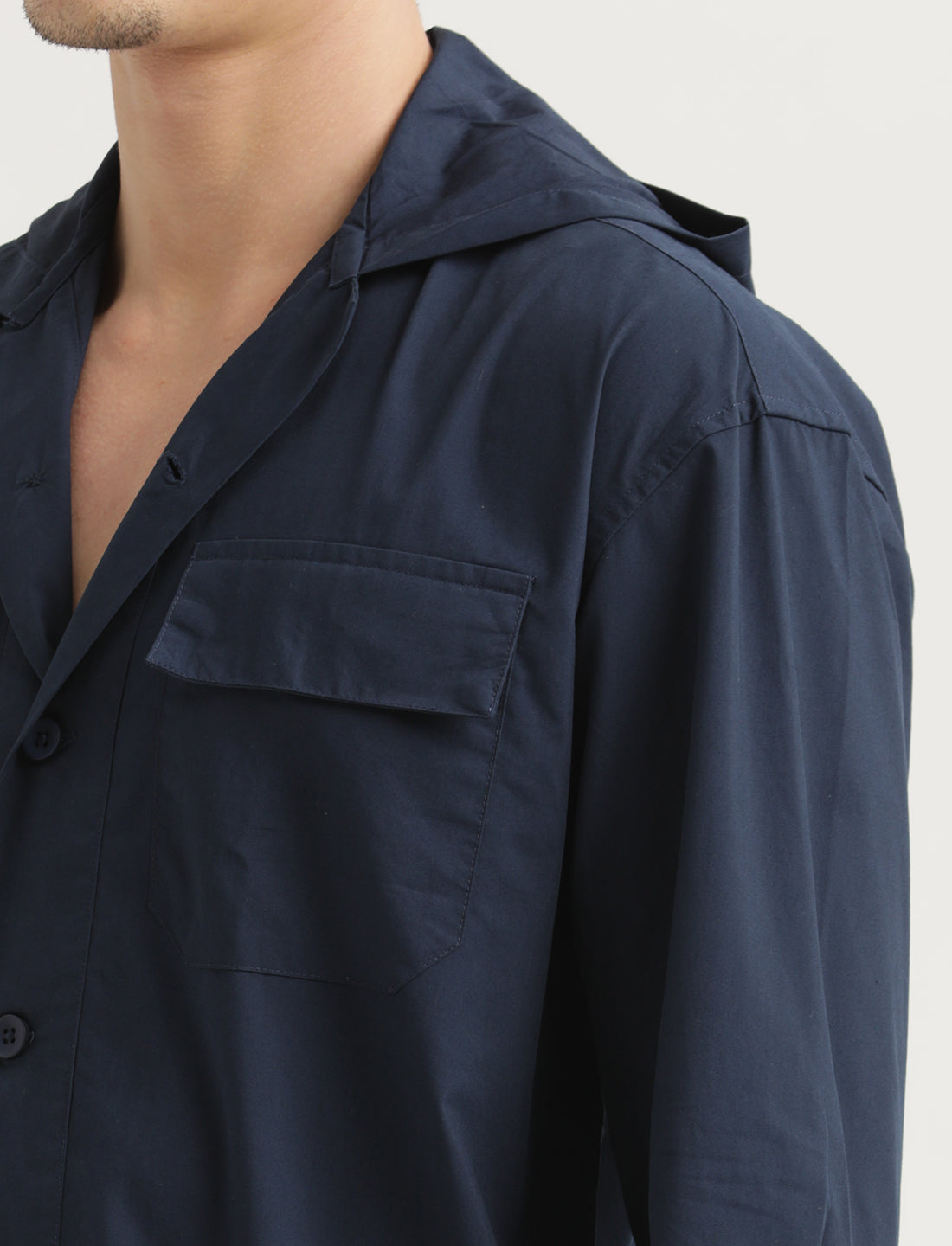 Double Pocket Drop Shoulder Shirt Navy