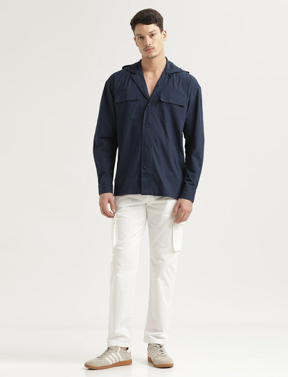 Double Pocket Drop Shoulder Shirt Navy
