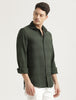 Textured Cotton Slim-Fit Shirt Green
