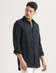 Textured Cotton Slim-Fit Shirt Navy