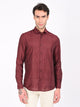 Slim Fit Nylon Self-Design Shirt Red