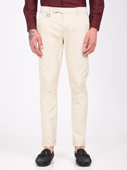 Stretch Trousers with Utility Pockets Beige