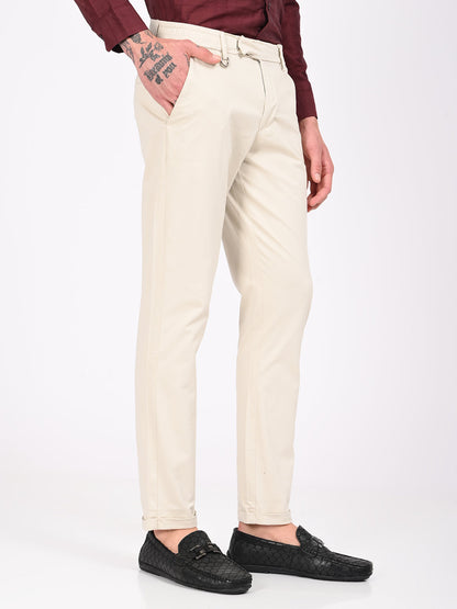 Stretch Trousers with Utility Pockets Beige
