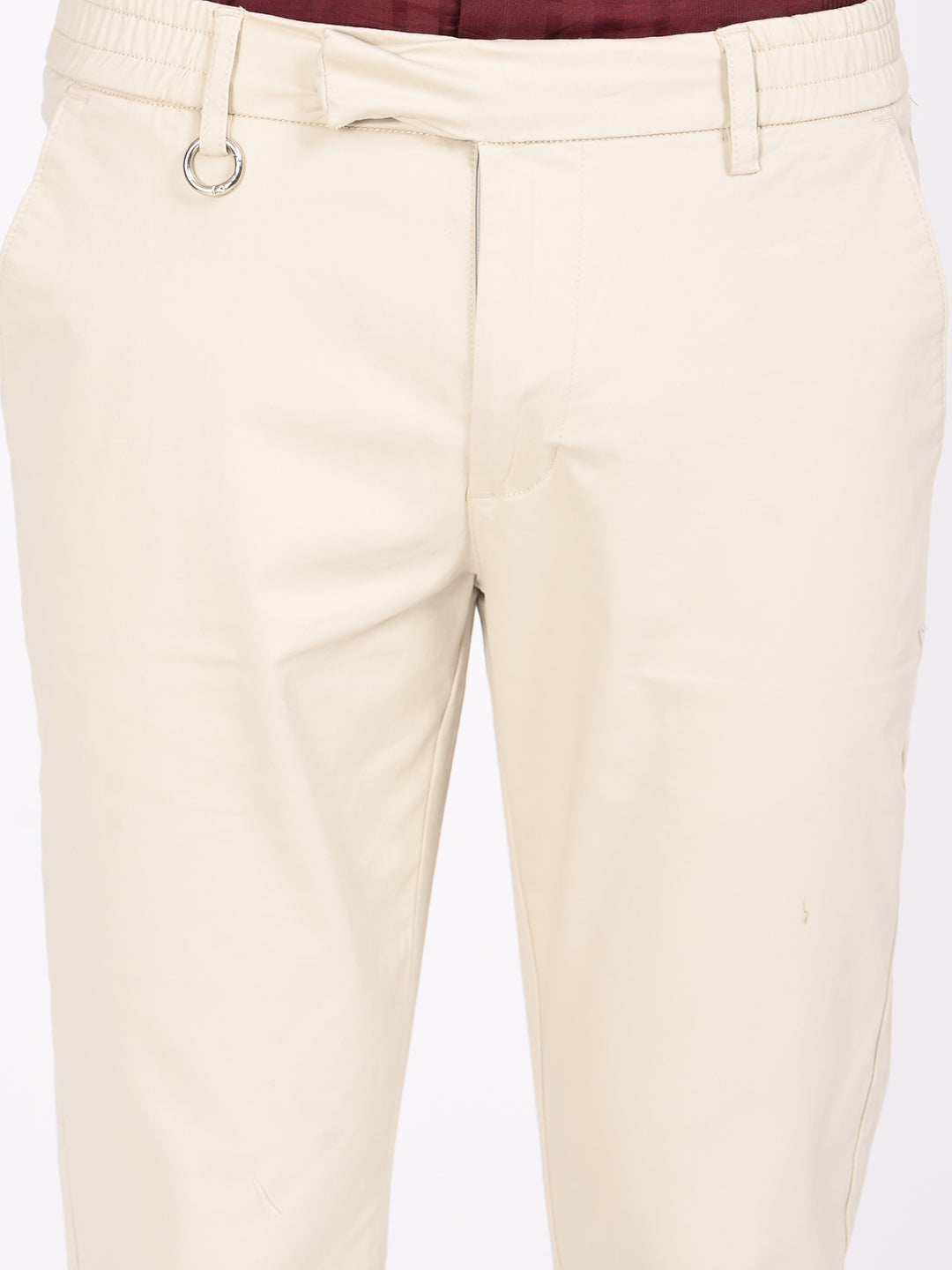 Stretch Trousers with Utility Pockets Beige
