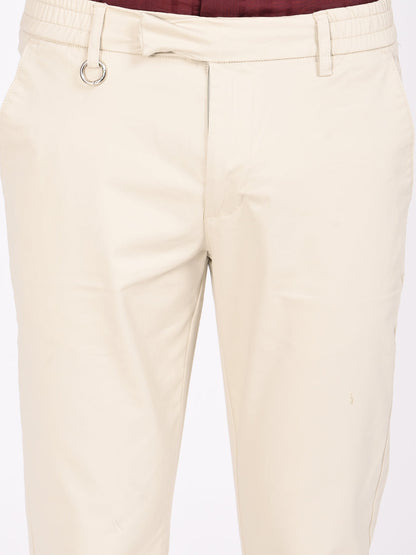 Stretch Trousers with Utility Pockets Beige
