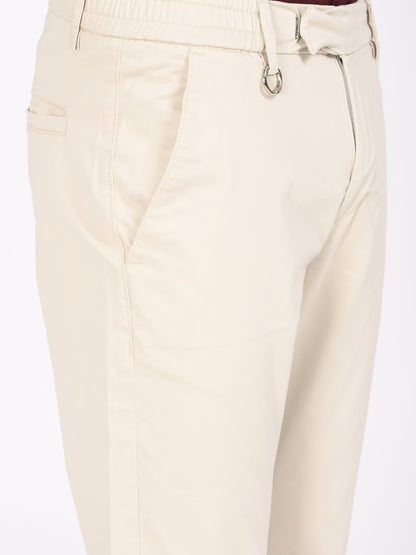 Stretch Trousers with Utility Pockets Beige