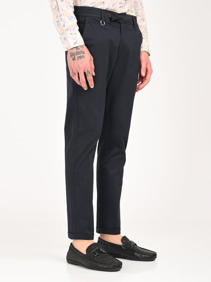 Stretch Trousers with Utility Pockets Navy