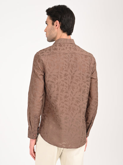 Slim Fit Nylon Burnout Shirt Brown