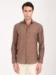 Slim Fit Nylon Burnout Shirt Brown
