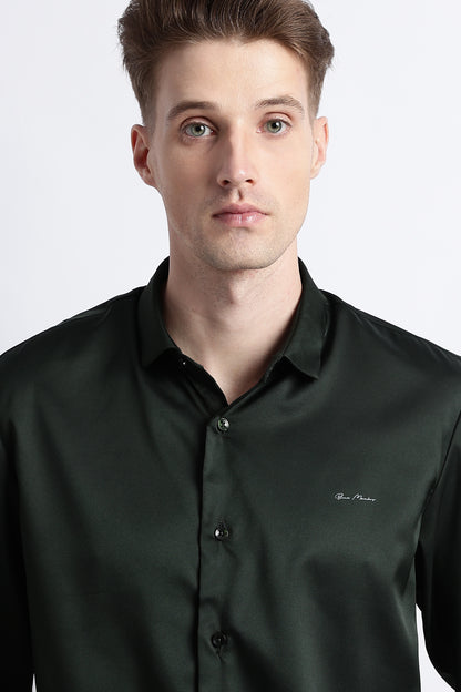 Smooth Satin Shirt Green