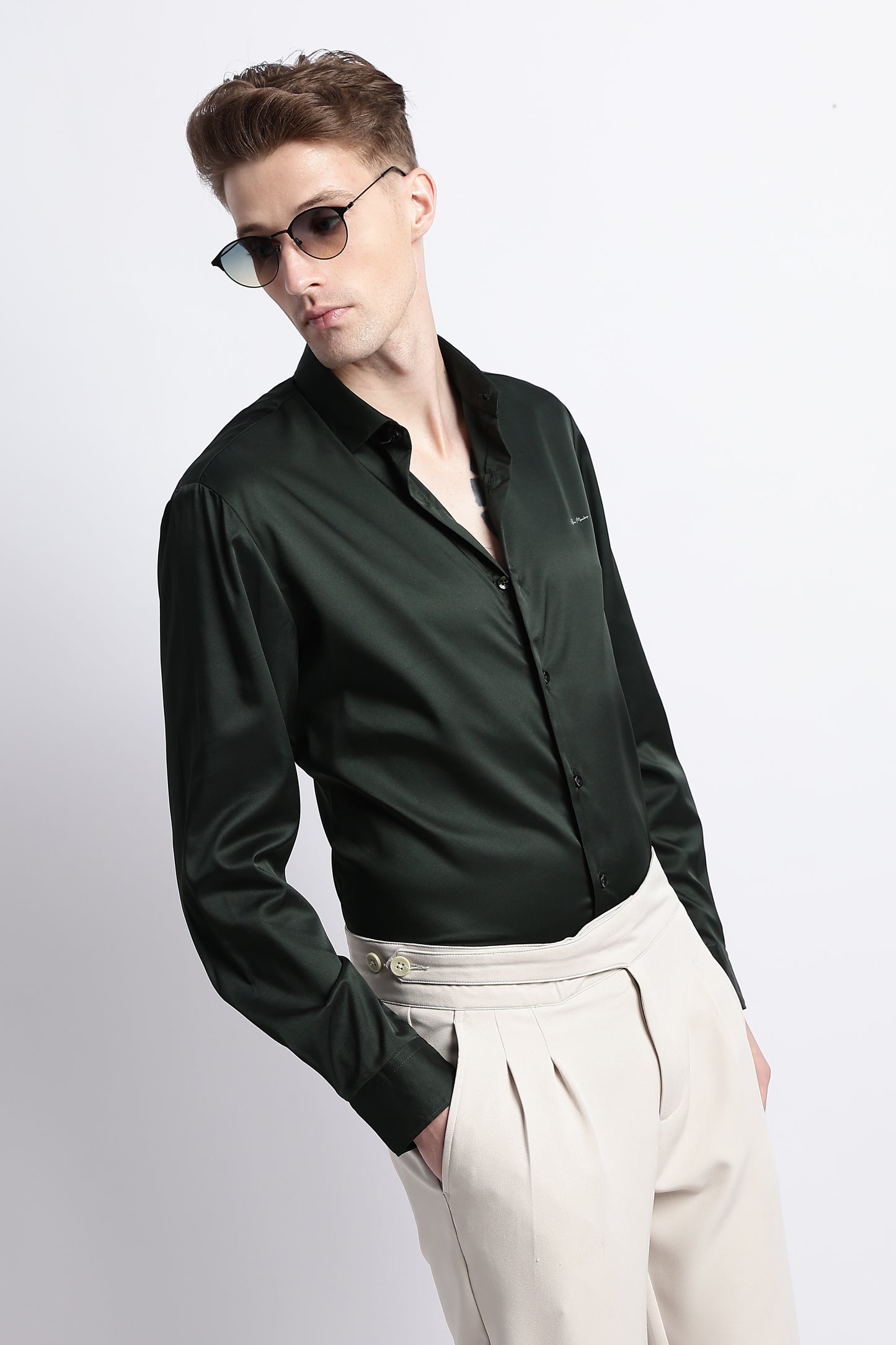 Smooth Satin Shirt Green