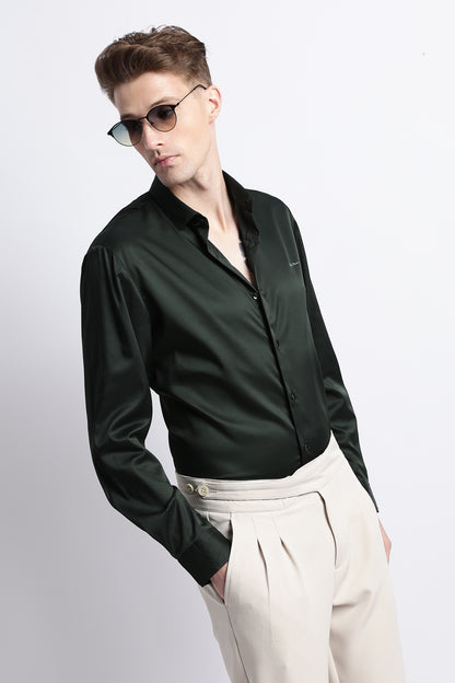 Smooth Satin Shirt Green