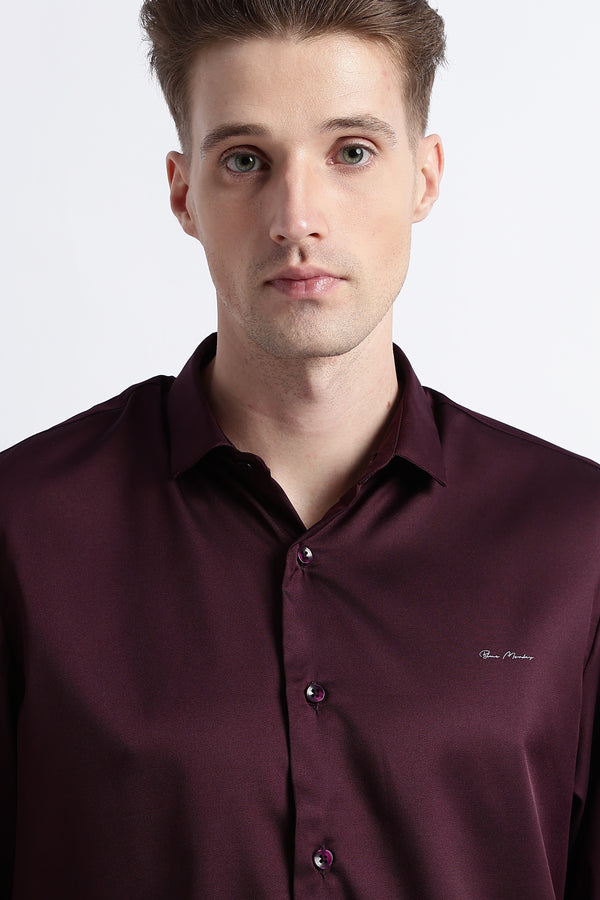 Smooth Satin Shirt Burgundy