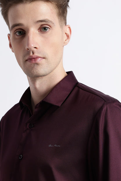 Smooth Satin Shirt Burgundy