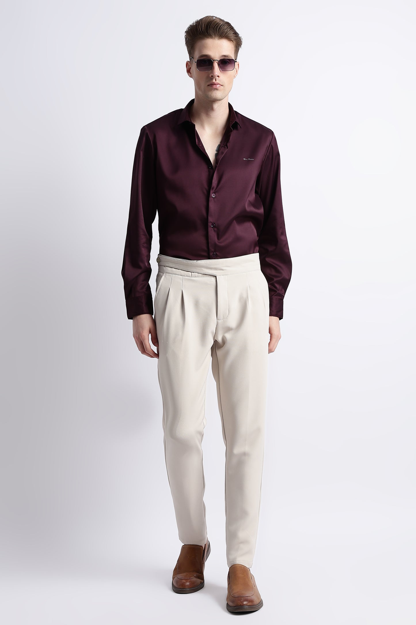 Smooth Satin Shirt Burgundy
