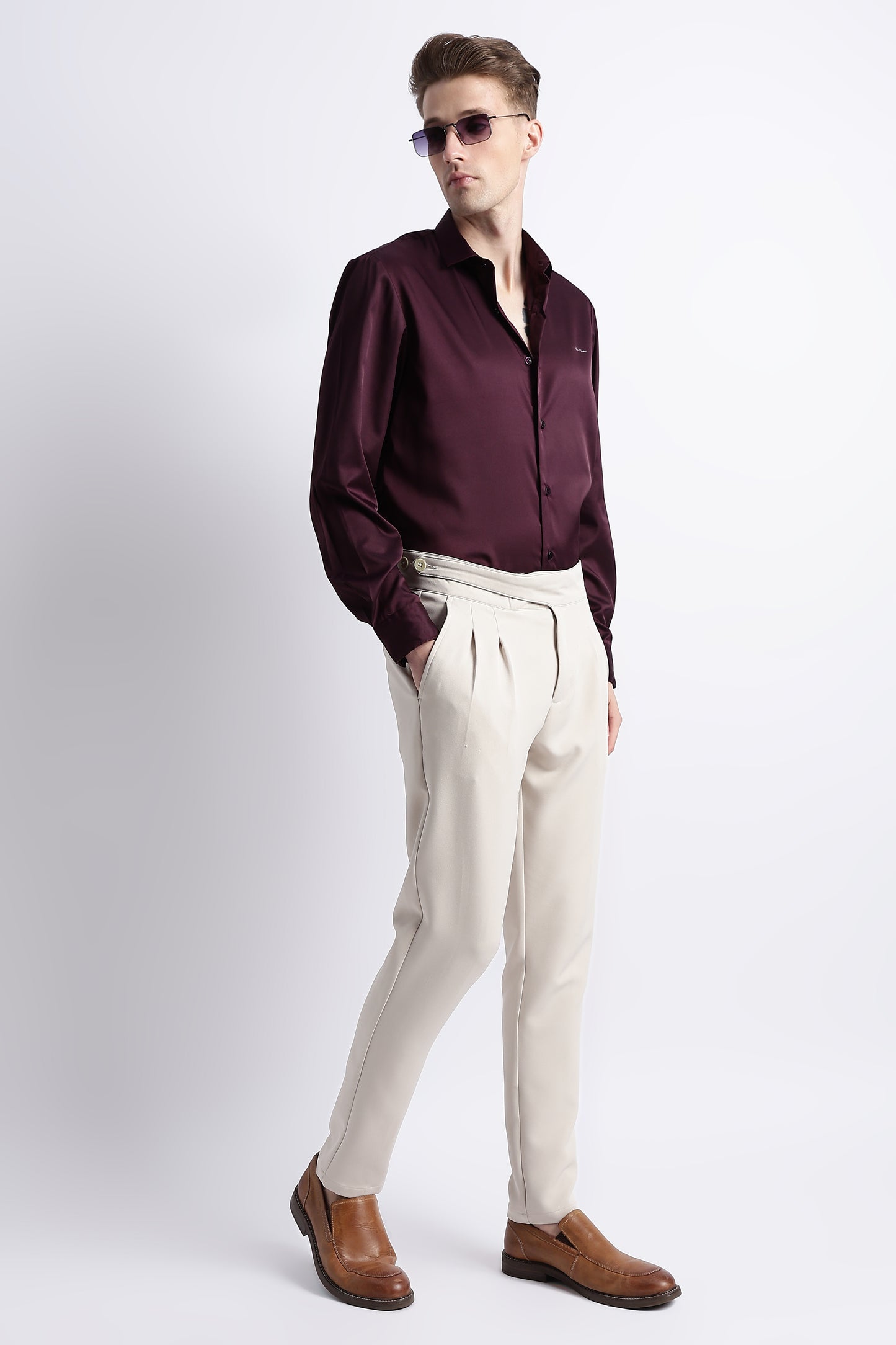 Smooth Satin Shirt Burgundy