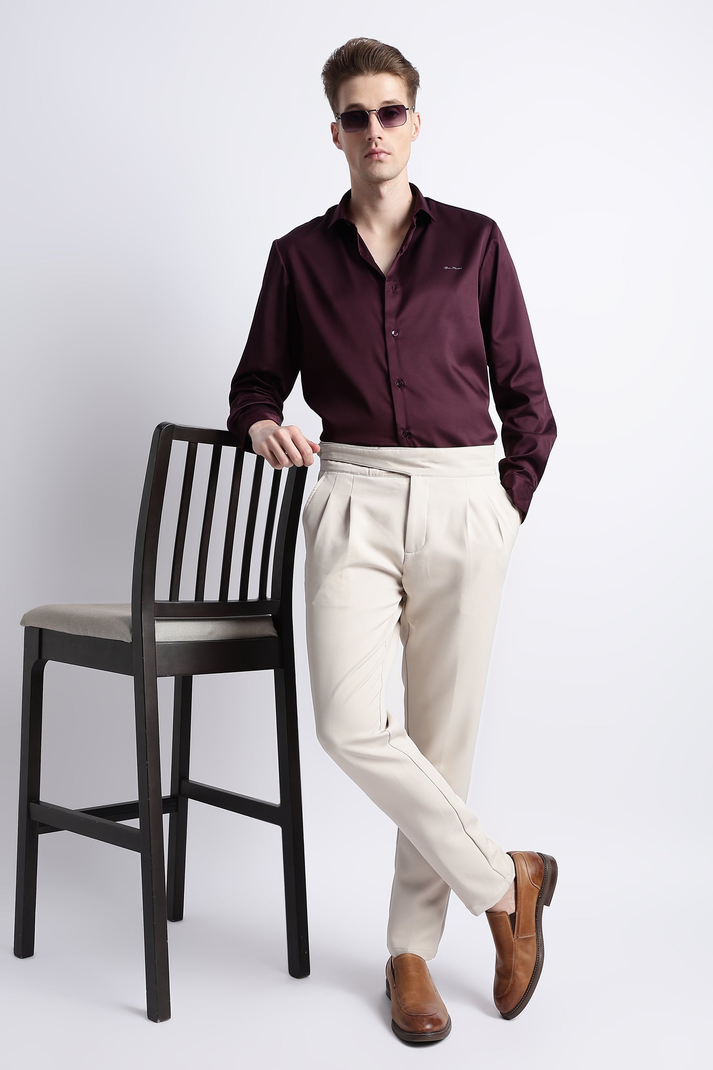 Smooth Satin Shirt Burgundy