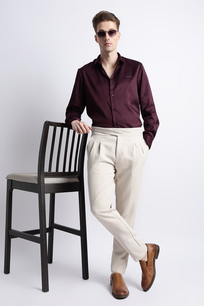 Smooth Satin Shirt Burgundy