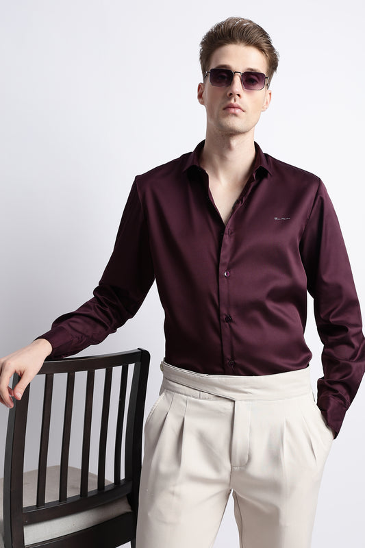 Smooth Satin Shirt Burgundy