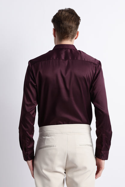 Smooth Satin Shirt Burgundy