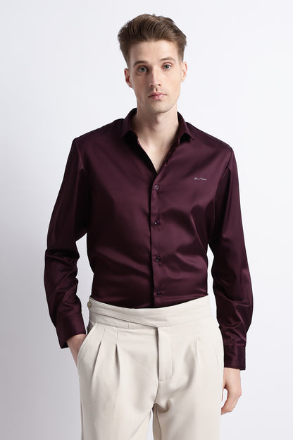 Smooth Satin Shirt Burgundy