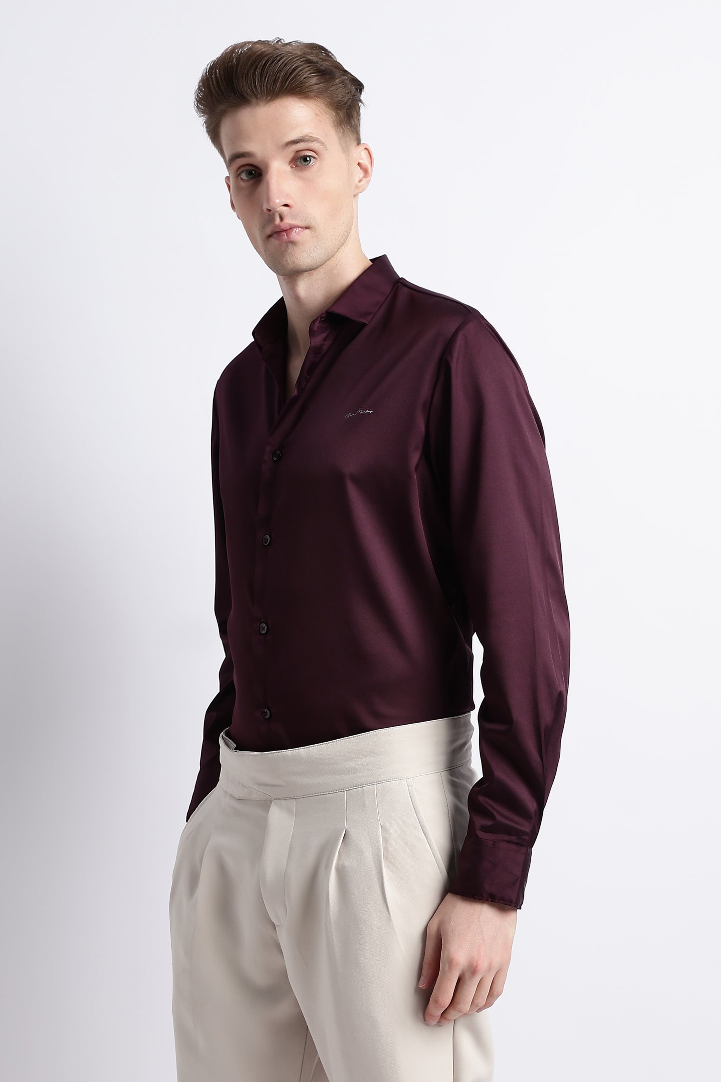 Smooth Satin Shirt Burgundy
