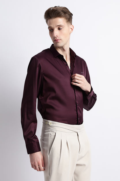 Smooth Satin Shirt Burgundy