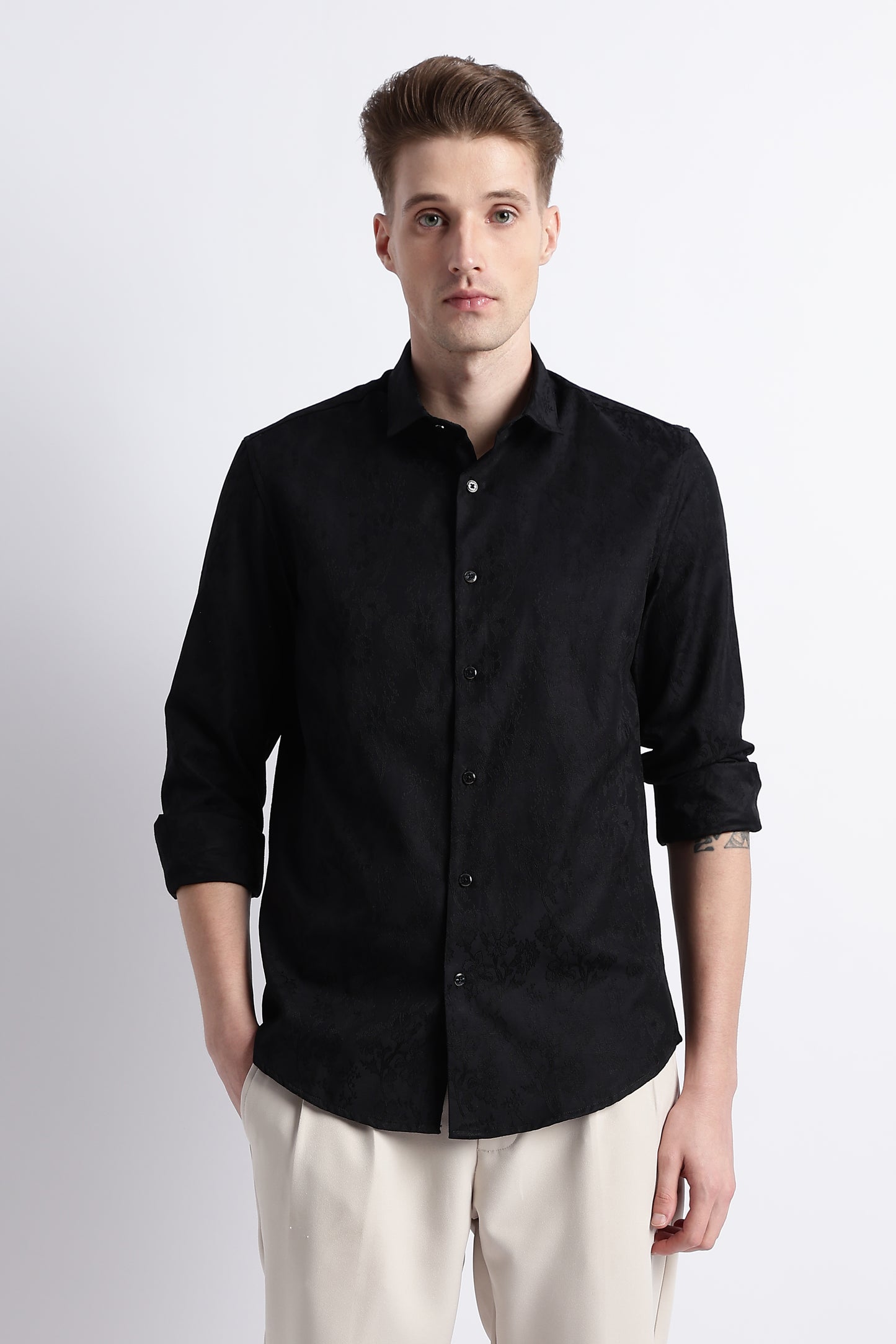 Textured Jacquard Shirt Black
